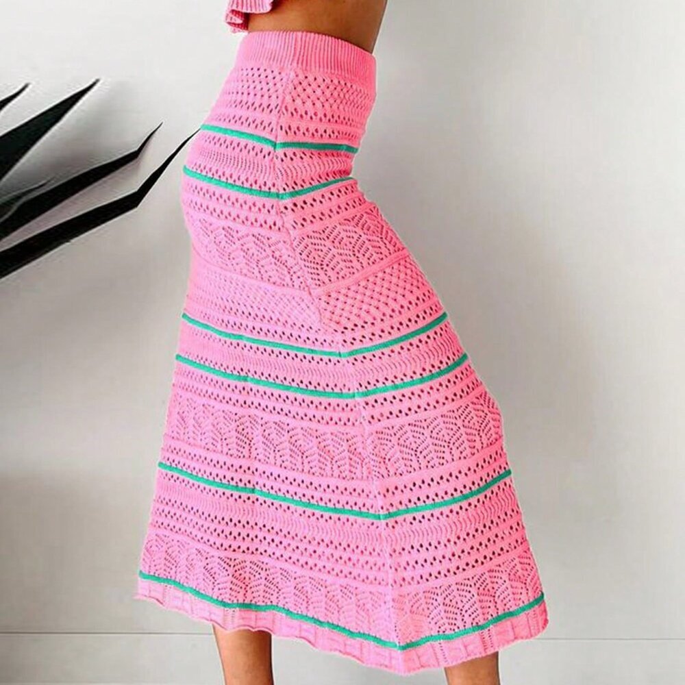 Pink Boho Women's Striped Skirt Set - Picture 6 of 6